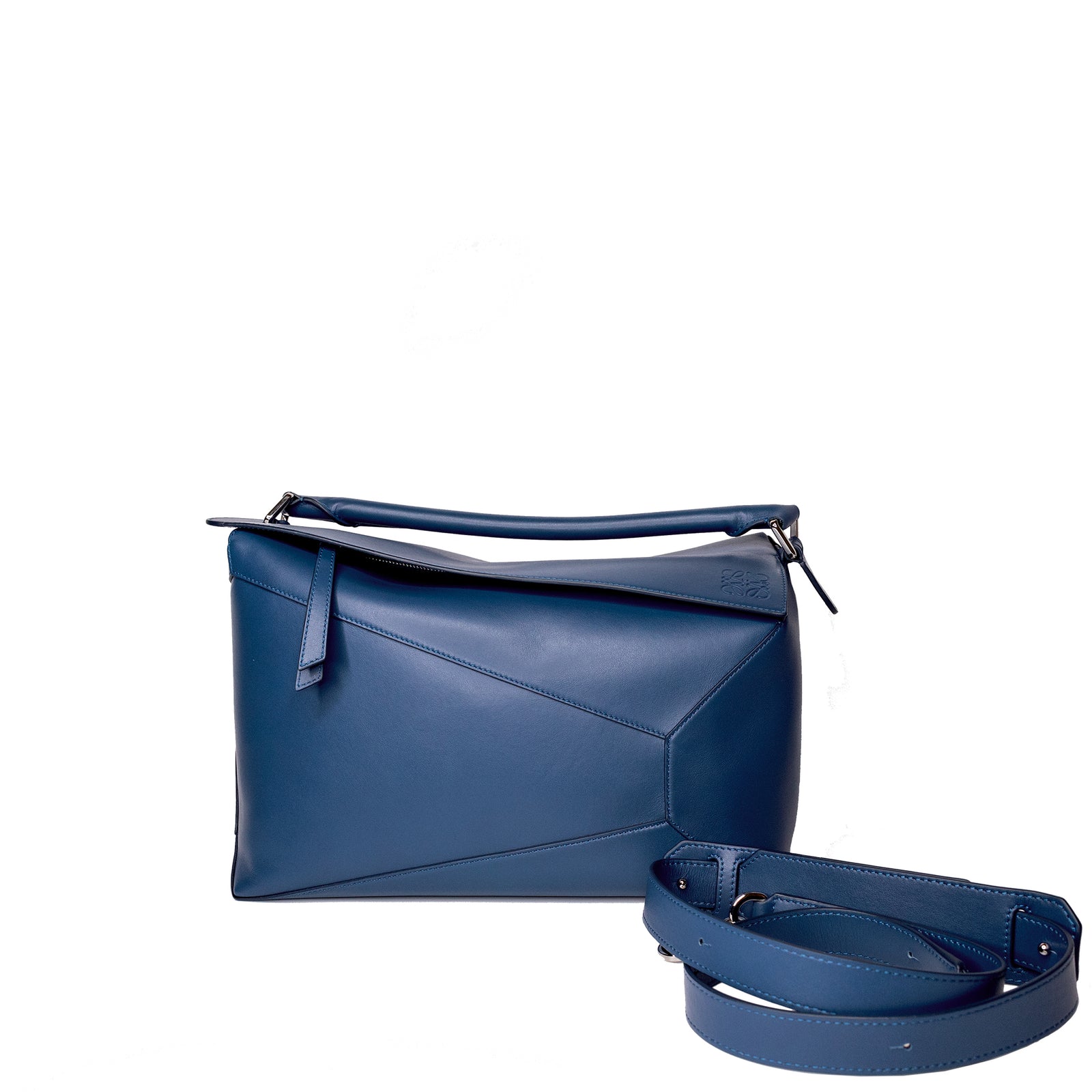 LOEWE LARGE PUZZLE BLUE CALF SKIN LEATHER SHW