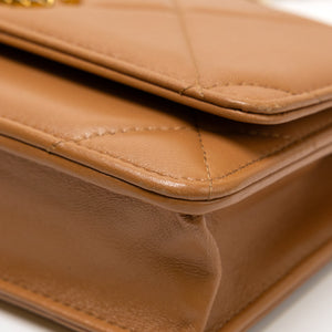 CHANEL 19 WALLET ON CHAIN LAMBSKIN CARAMEL MULTICOLOUR HARDWARE(MICROCHIP))