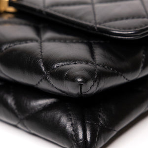 CHANEL 23K SLING SMALL FLAP BAG BLACK CALFSKIN LEATHER GHW