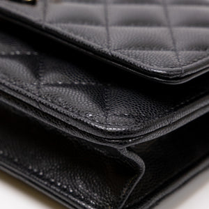 CHANEL 25K HANDLE WALLET ON CHAIN CAVIAR LEATHER BLACK GHW (MICROCHIP)