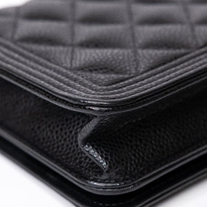 CHANEL BOY WALLET ON CHAIN CAVIAR BLACK GHW