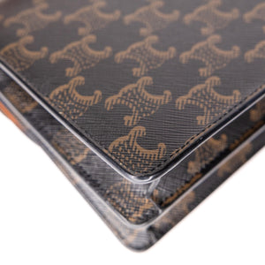 CELINE DOUBLE FLAP TRIOMPHE CANVAS WALLET ON STRAP