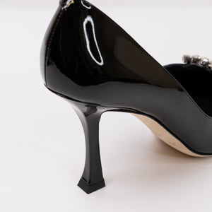 JIMMY CHOO BELINDA PUMP 90 PAT BLACK PATENT LEATHER SIZE 36.5