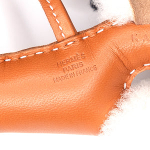 HERMES BUDDY CHARM SHEARING/LEATHER GOLD STAMP K