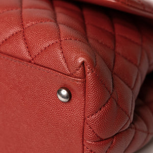 CHANEL MEDIUM COCO HANDLE FLAP BAG RED CAVIAR LEATHER SHW