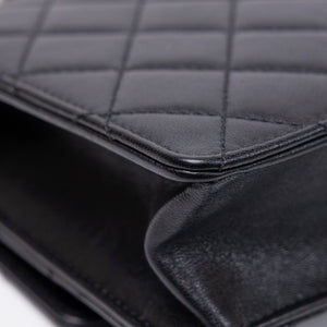 CHANEL PEARL FLAP BAG BLACK GOATSKIN GHW