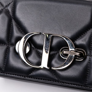 CHRISTIAN DIOR 30 MONTAIGNE CHAIN TOP HANDLE BAG LAMBSKIN LEATHER DARK SILVER HARDWARE