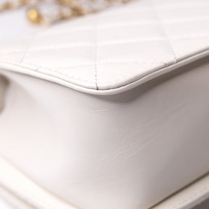 CHANEL 24C GOLD CRUSH MINI FLAP BAG WHITE CALFSKIN GHW