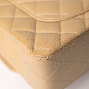 CHANEL CLASSIC FLAP MEDIUM BEIGE CAVIAR LEATHER GHW (MICROCHIP)