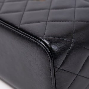 CHANEL LONG VANITY CASE WITH CHAIN LAMBSKIN BLACK GHW