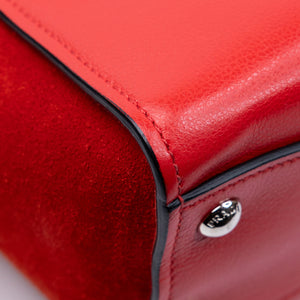 PRADA SMALL GLACE CALF SKIN LEATHER TWIN POCKET SATCHEL RED SHW