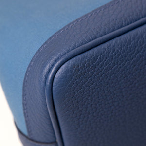 HERMES GARDEN PARTY 30 CANVAS / NEGONDA LEATHER BLUE AGATE SHW STAMP Z