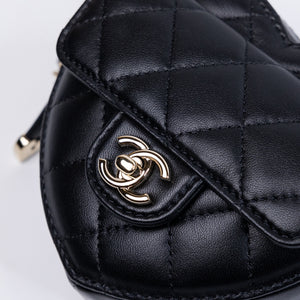 CHANEL 22S HEART BELT BAG LAMBSKIN LEATHER BLACK LGHW