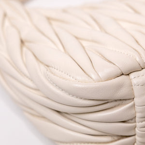MIUMIU WANDER MATELASSE MINI HOBO BAG NAPPA WHITE LAMBSKIN GHW