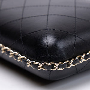 CHANEL VERTICAL PHONE CASE BLACK LAMBSKIN GHW