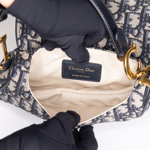 CHRISTIAN DIOR MINI SADDLE BLUE OBLIQUE GHW WITH STRAP