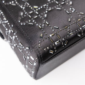 CHRISTIAN DIOR MINI LADY DIOR SATIN CRYSTAL BLACK SHW