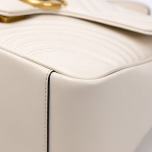 GUCCI GG MARMONT TOP HANDLE BAG LEATHER WHITE GHW