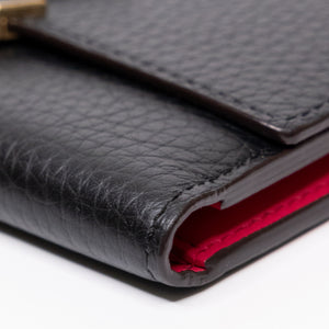 LOUIS VUITTON CAPUCINES COMPACT WALLET BLACK LEATHER GHW