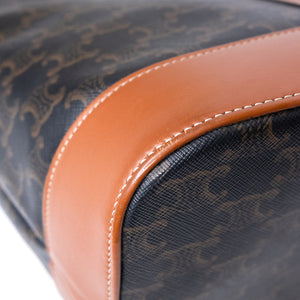CELINE MEDIUM BUCKET IN TRIOMPHE CANVAS AND CALF SKIN BAG