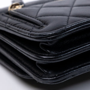 CHANEL MINI TRENDY CC WALLET ON CHAIN LAMBSKIN LEATHER BLACK LGHW