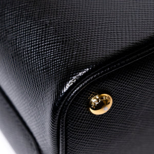 PRADA PANIER SMALL SAFFIANO LEATHER BAG BLACK GHW
