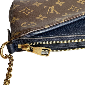 LOUIS VUITTON  PALLAS CLUTCH MONOGRAM 2 WAY SHOULDER BAG LEATHER/ NAVY BLUE GHW