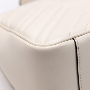 GUCCI GG MARMONT TOP HANDLE BAG LEATHER WHITE GHW