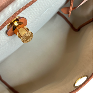 HERMES HERBAG ZIP 31 BAG CANVAS/HUNTER BENTON/FAUVE GHW STAMP W