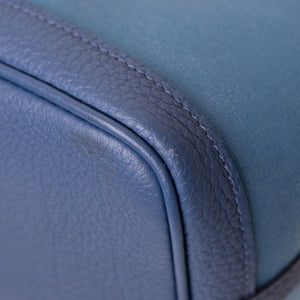 HERMES GARDEN PARTY 30 CANVAS / NEGONDA LEATHER BLUE AGATE SHW STAMP Z