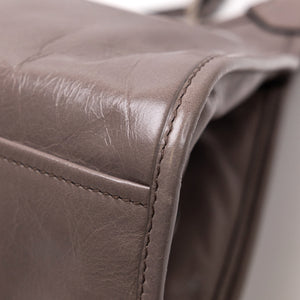 PRADA MEDIUM LEATHER TOTE BAG PEWTER CALFSKIN LEATHER SHW