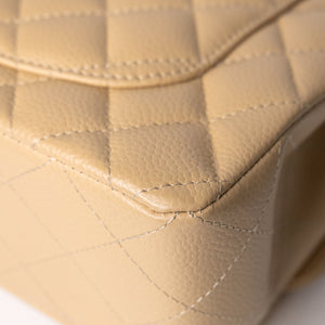 CHANEL CLASSIC FLAP MEDIUM BEIGE CAVIAR LEATHER GHW (MICROCHIP)