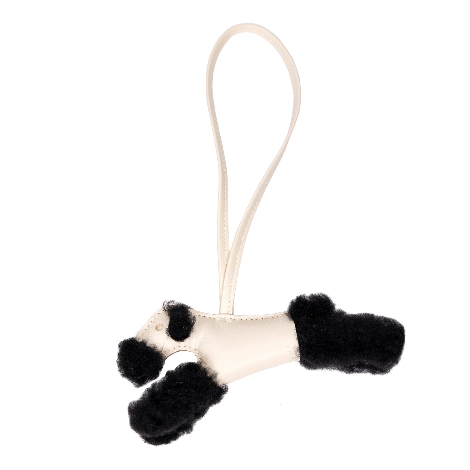 HERMES BUDDY CHARM SHEARING/LEATHER BLACK/WHITE STAMP K