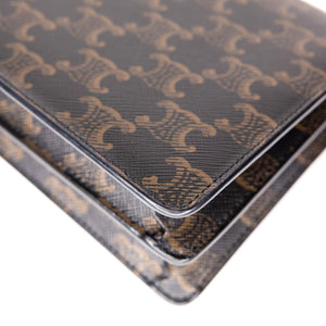 CELINE DOUBLE FLAP TRIOMPHE CANVAS WALLET ON STRAP