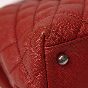 CHANEL MEDIUM COCO HANDLE FLAP BAG RED CAVIAR LEATHER SHW