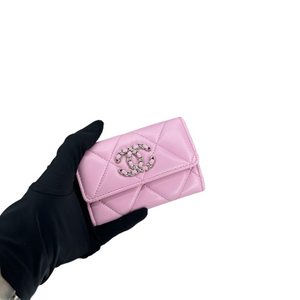 CHANEL CF CARD HOLDER PINK LAMBSKIN