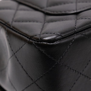 CHANEL MINI RECTANGULAR FLAP BAG LAMBSKIN BLACK LGHW (MICROCHIP)