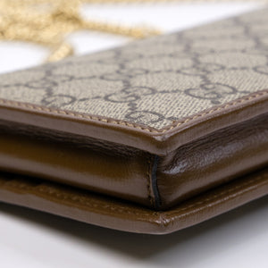 GUCCI HORSEBIT 1955 WALLET ON CHAIN GG SUPREME CANVAS BEIGE/DARK BROWN GHW