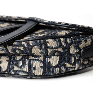 CHRISTIAN DIOR MINI SADDLE BAG BLUE OBLIQUE GHW WITH STRAP