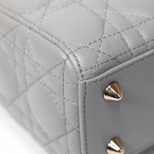 CHRISTIAN DIOR MY ABC DIOR SMALL LADY DIOR LAMBSKIN GRAY STONE GHW
