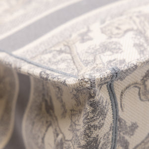 CHRISTIAN DIOR MEDIUM DIOR BOOK TOTE GREY TOILE DE JOUY EMBROIDERY