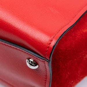 PRADA SMALL GLACE CALF SKIN LEATHER TWIN POCKET SATCHEL RED SHW