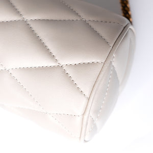 SAINT LAURENT SADE TUBE SHOULDER BAG MINI WHITE GHW