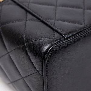 CHANEL LONG VANITY CASE WITH CHAIN LAMBSKIN BLACK GHW