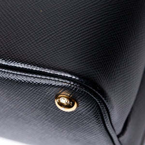 PRADA PANIER SMALL SAFFIANO LEATHER BAG BLACK GHW