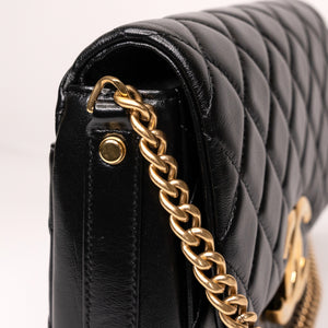 CHANEL GIANT CC LOGO FLAP BAG LAMBSKIN BLACK GHW