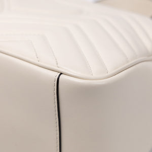 GUCCI GG MARMONT TOP HANDLE BAG LEATHER WHITE GHW