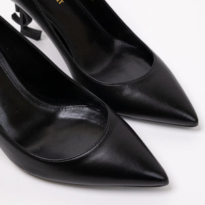 SAINT LAURENT BLACK LEATHER OPYUM PUMPS SIZE 36