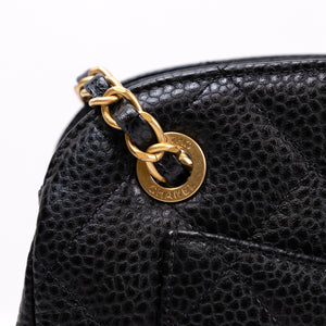 CHANEL 24K BLACK QUILTED MINI BOWLING BAG CAVIAR LEATHER GHW