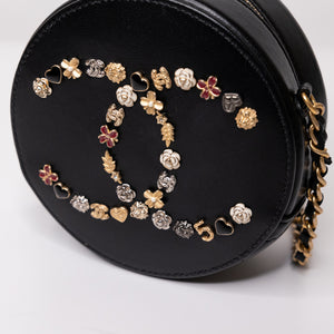 CHANEL CC ROUND CLUTCH LAMBSKIN LEATHER GHW